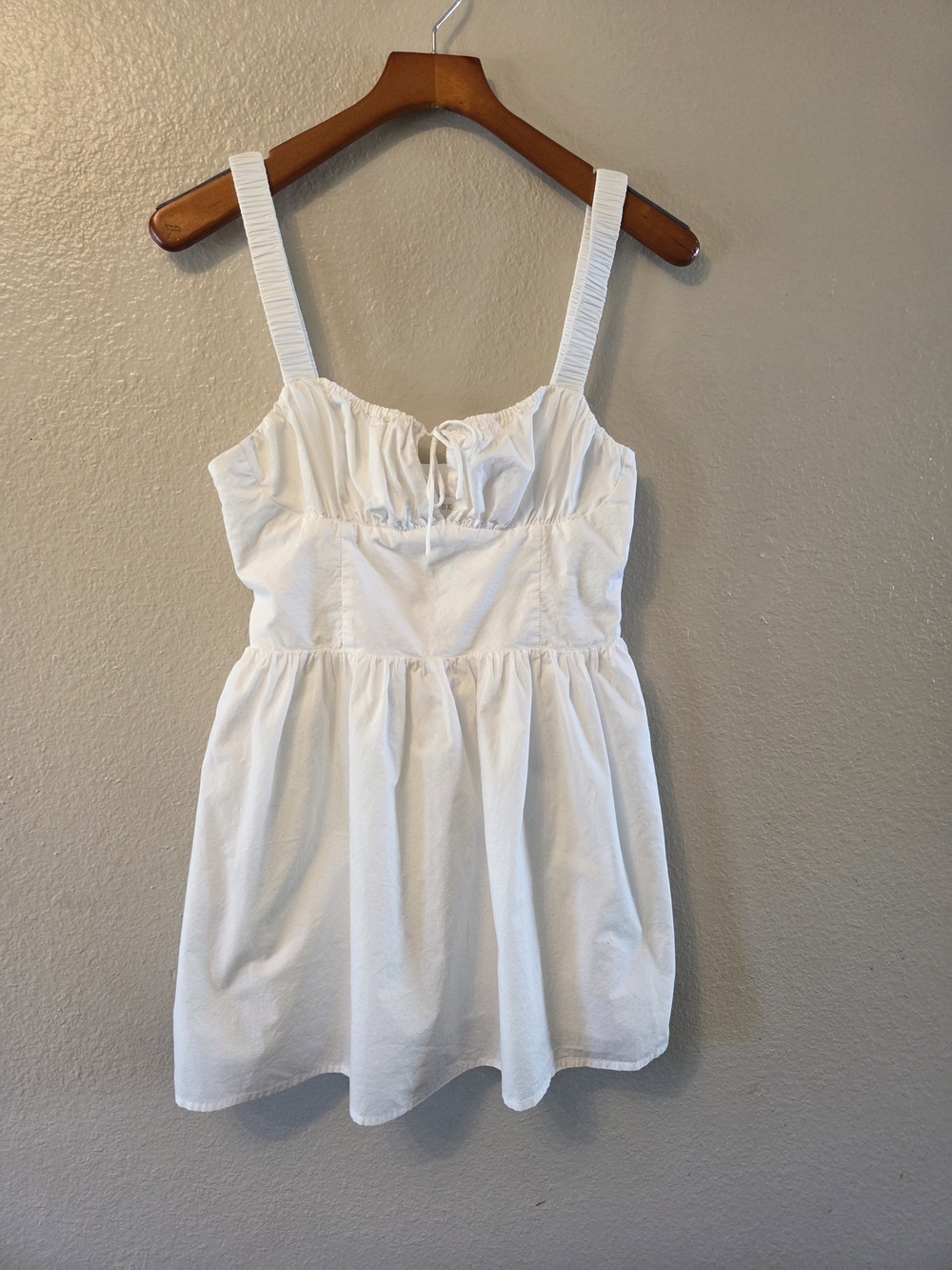 Meshki White Mini Sundress with Ruffle Bodice Babydoll Cottagecore Feme Cute